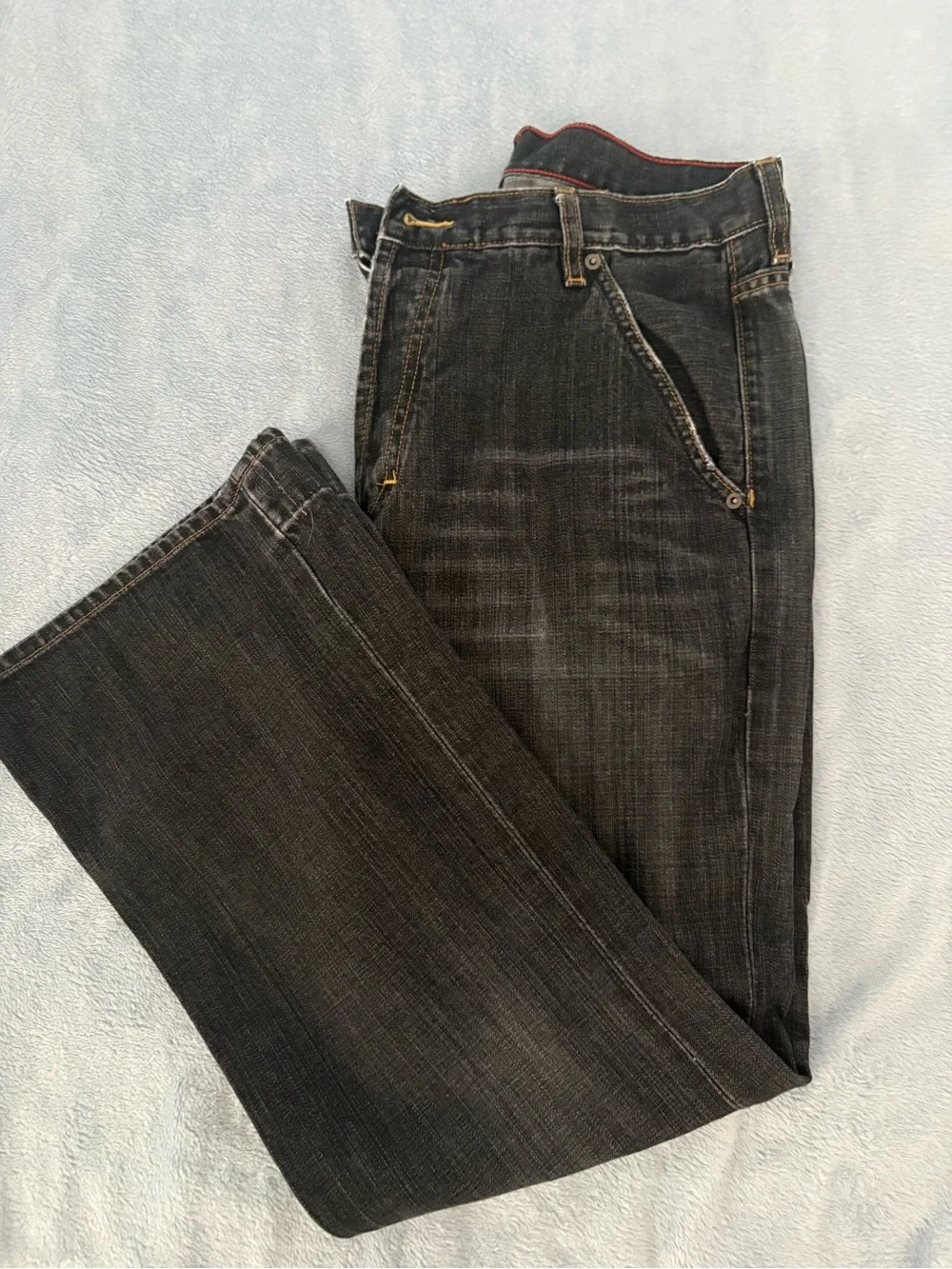 Men's Black Washed Ulility Straight-Leg Jeans